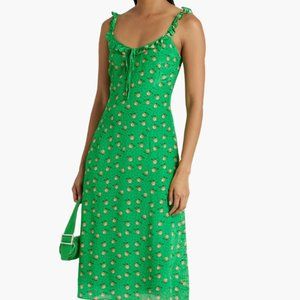 HVN -  Danica Ruffled Printed Crepe de Chine Midi Dress